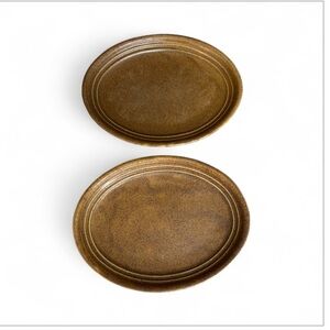 Monmouth Pottery Platter Lot Of 2 Brown Maple Leaf Ovenproof Cottagecore 12”